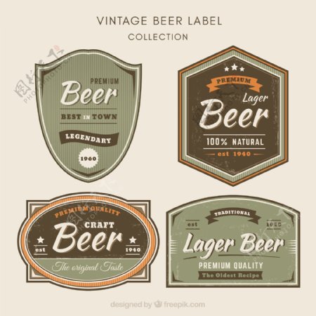 复古风格啤酒标签图标