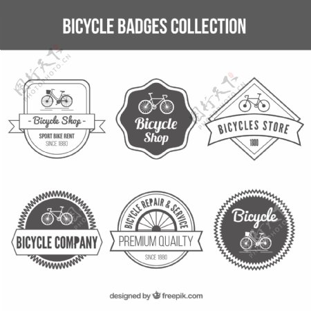套老式自行车商店徽章