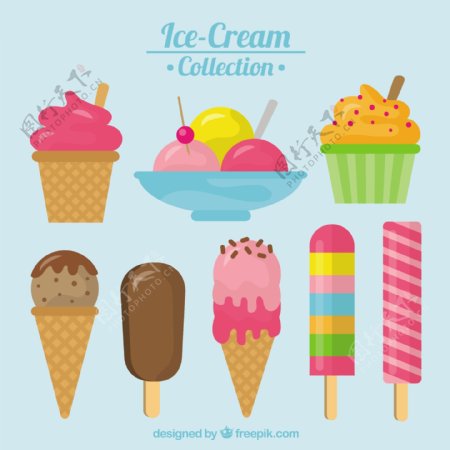 各种美味冰淇淋系列图标