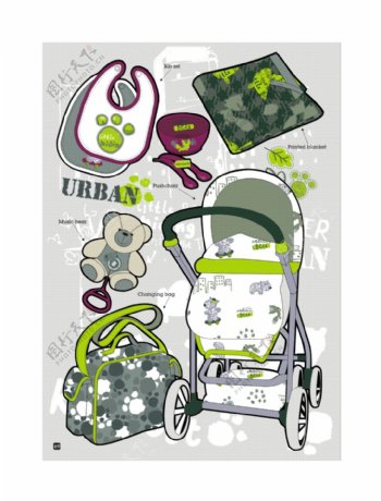 婴儿车卡通图案婴儿用品