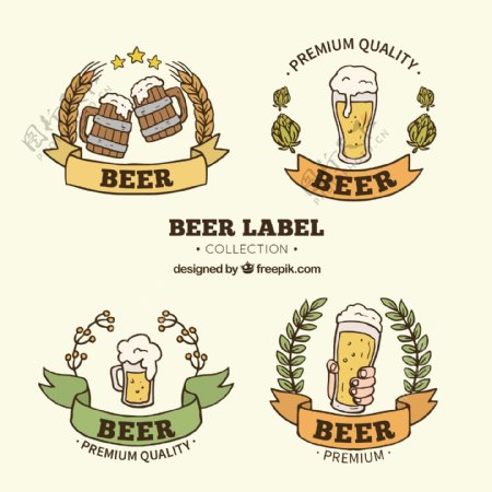 各种手绘啤酒贴图标