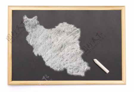 黑板上的伊朗地图