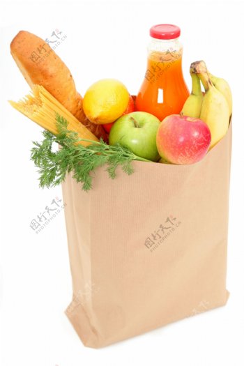 纸袋里的水果蔬菜图片