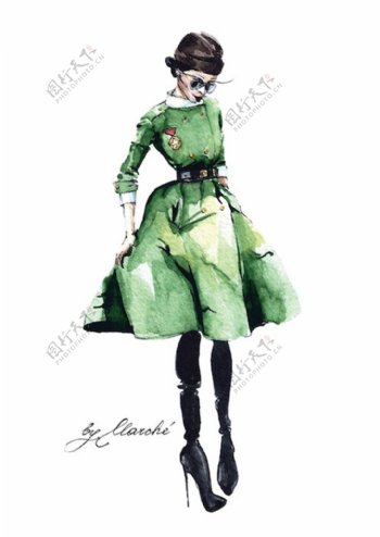 绿色连衣裙设计图