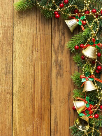 圣诞铃铛与木板