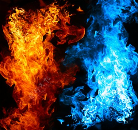 蓝色和红色火焰图片