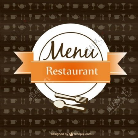 餐厅菜单背景与小餐馆图标