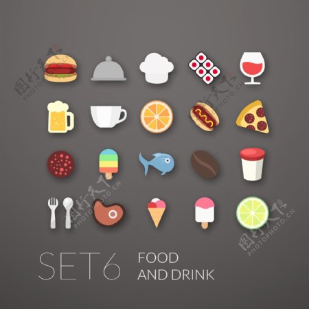 食品和饮料矢量图标