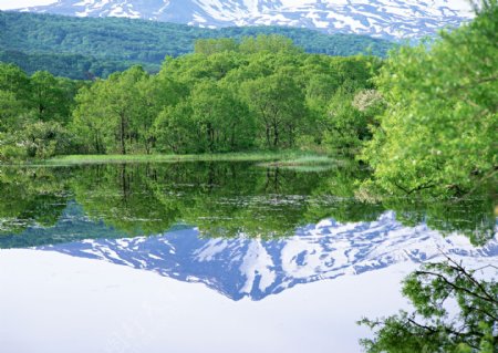 美丽雪山湖泊风景图片