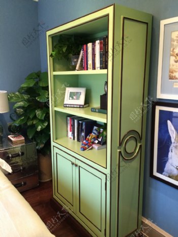 美式室内绿色柜子设计图