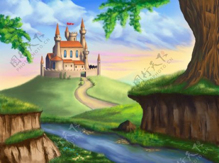 可爱卡通城堡风景图片