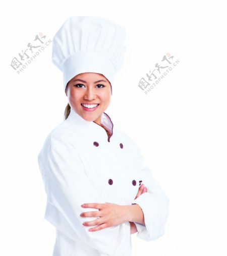 抱着膀的女厨师图片