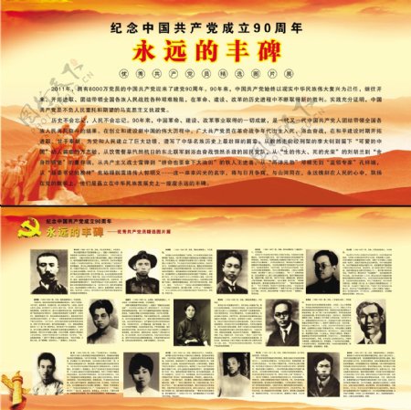 纪念中国成立90周年图片展板
