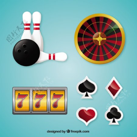 各种写实风格赌场元素图标