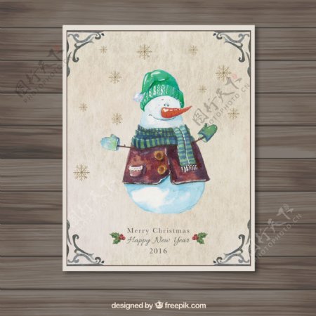 可爱圣诞雪人贺卡矢量图图片