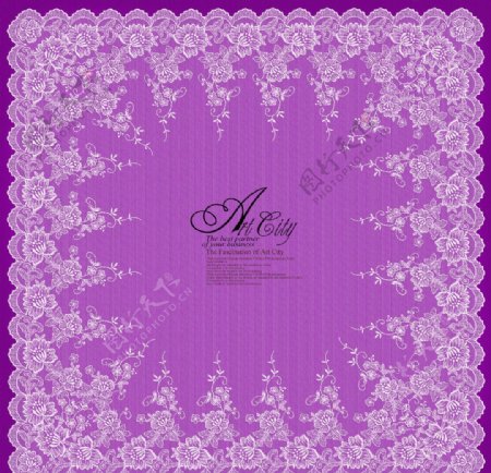 psd分层紫色花纹边框相框素材