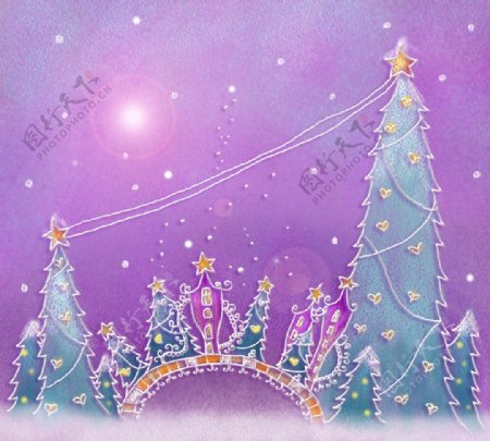 圣诞节雪花素材紫色