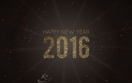2016新年闪闪发光黑色海报