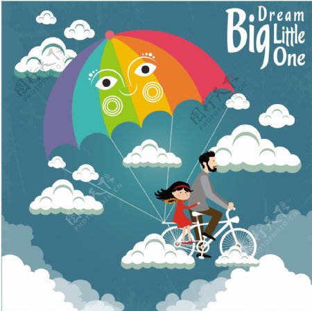 梦想天空骑自行车背景图