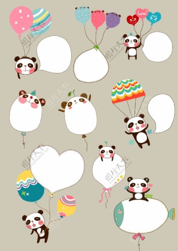 卡通熊猫标题框素材