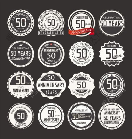 50周年纪念标签矢量图图片