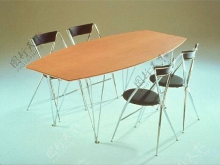 简约4座餐桌椅组合3D模型