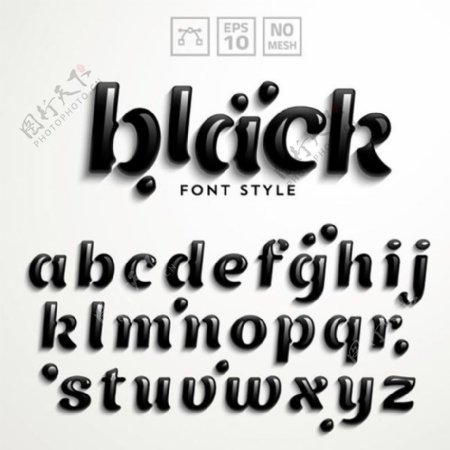 黑色质感字母设计矢量素材下载