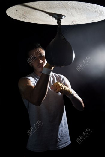 正在训练的外国男性拳击手图片