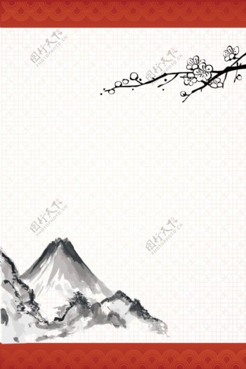 中国风淡雅石山背景