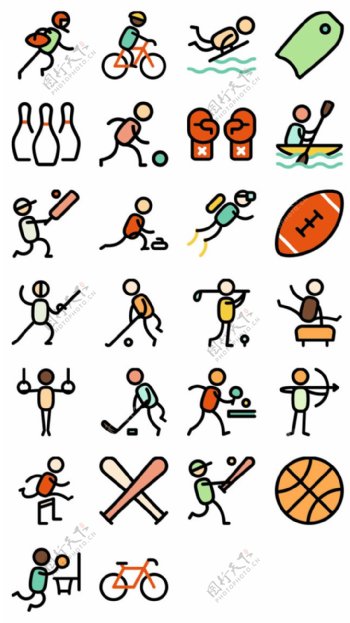 26个体育运动图标素材