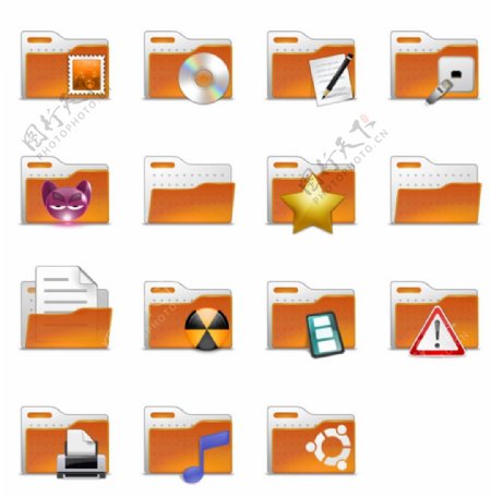 15款橘色文件夹图标下载