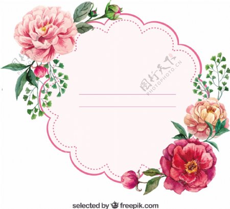 水彩花卉标签