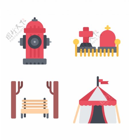 蒙古包帐篷消防栓icon图标素材