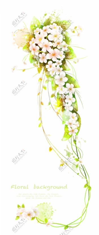 白色的小花与花藤装饰PSD分层素材