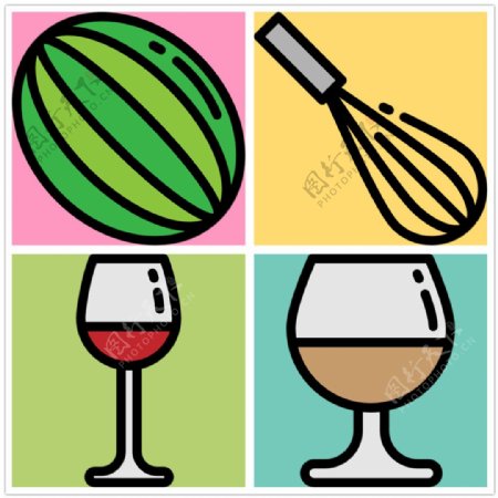 可爱手绘食物icon图标