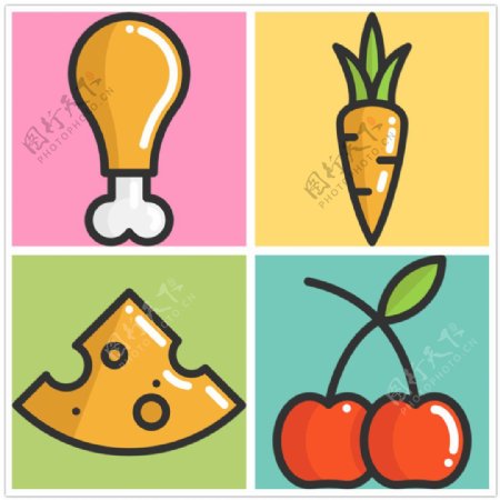 简约扁平食物icon图标