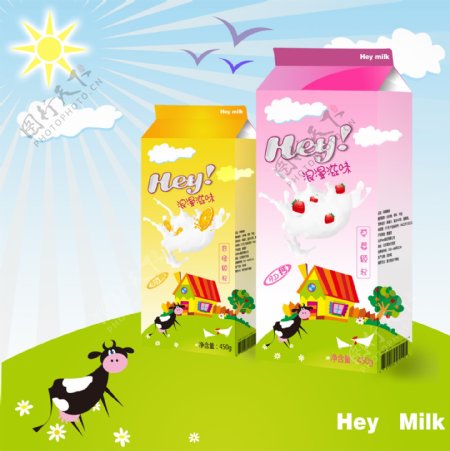 牛奶盒包装效果图