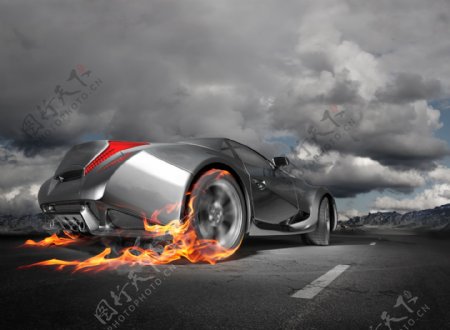 汽车火焰效果图片