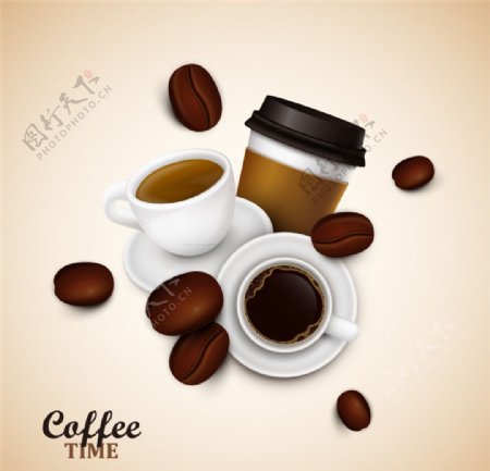 美味咖啡咖啡豆矢量素材