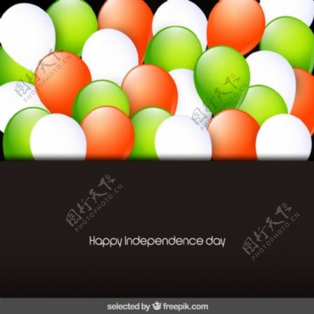 气球印度独立日卡