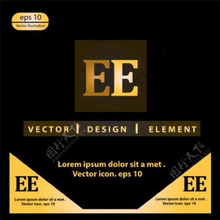金色字母E标志图片