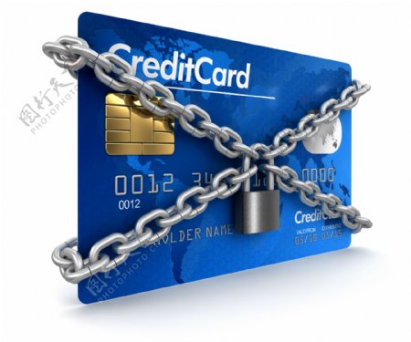 被铁链锁住的信用卡图片