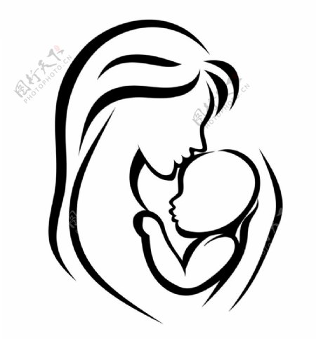 抱婴儿妈妈标志图片
