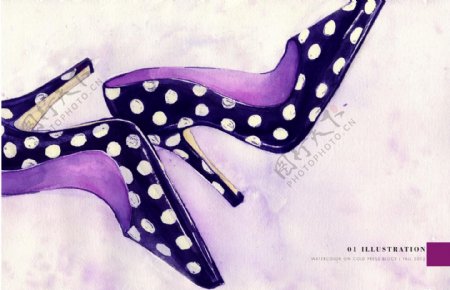 紫色斑点高跟鞋设计图