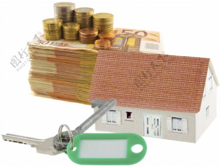 货币与小房子模型图片