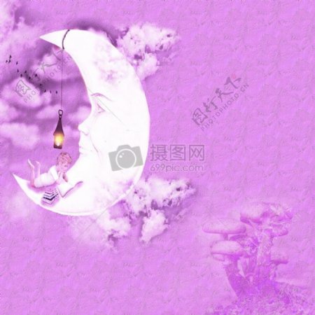 浪漫唯美的紫色月亮背景