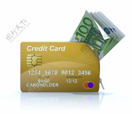 创意信用卡与钞票图片