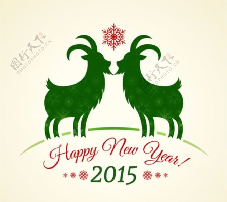 2015绿色山羊新年背景矢量