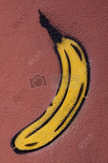 墙面上的香蕉