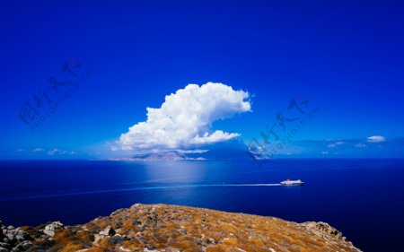 蓝色的爱琴海风景